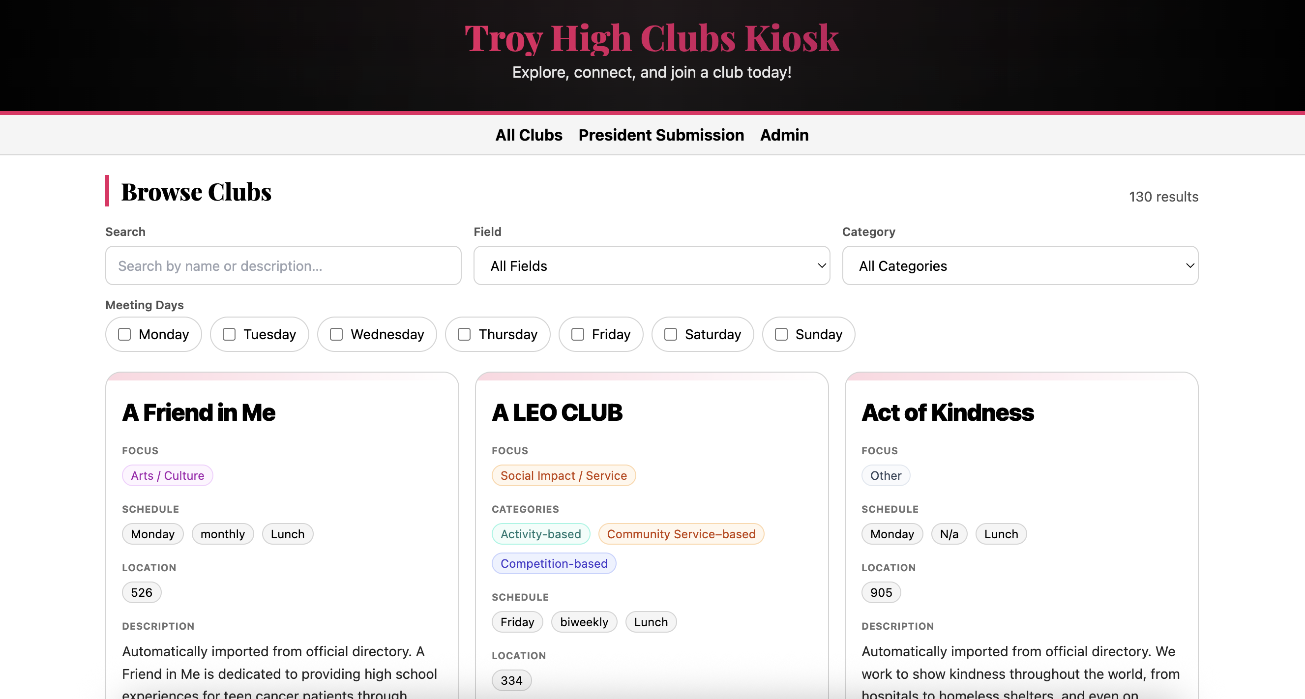 Troy Web Dev Club Directory Preview